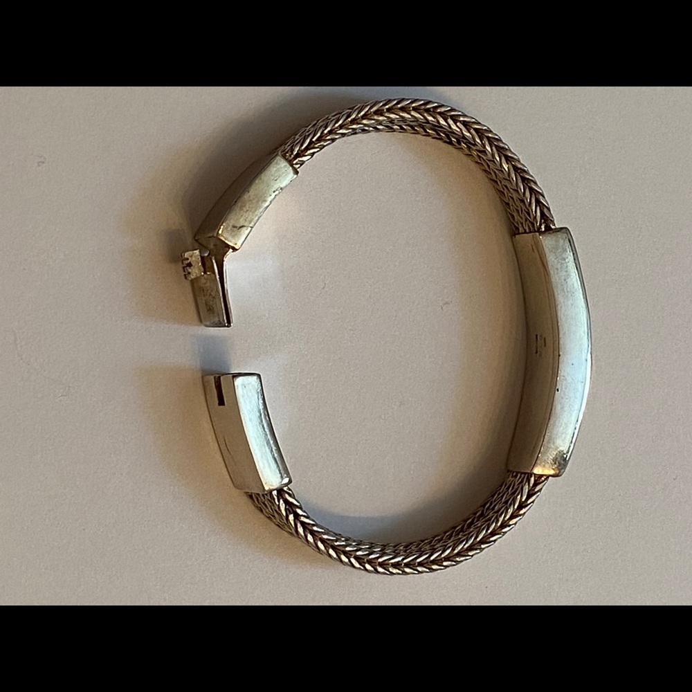 BRACELET STERLING SILVER 925 SCROLL BRAIDS BOHO INDONESIA 7” 43.9g - Picture 8 of 9